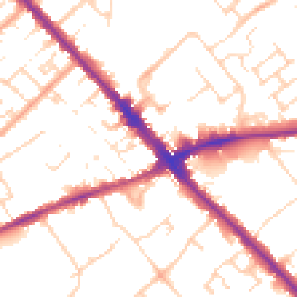 Daytime road noise heatmap for LU6 1AX