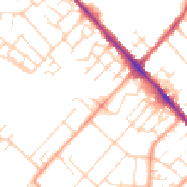 Daytime road noise heatmap for LU6 1BD