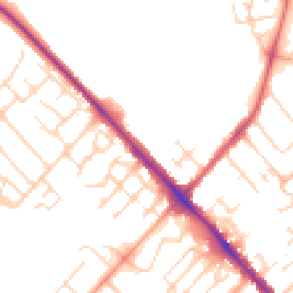 Daytime road noise heatmap for LU6 1BE