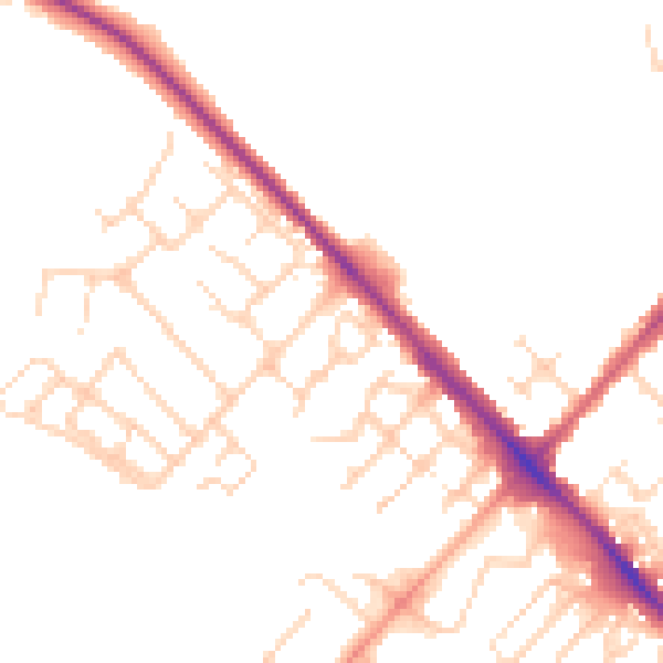 Daytime road noise heatmap for LU6 1BG