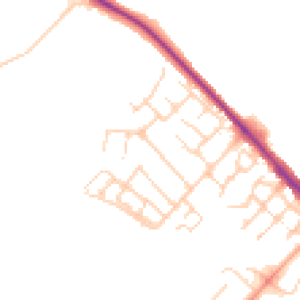 Daytime road noise heatmap for LU6 1BN