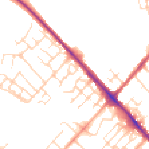 Daytime road noise heatmap for LU6 1BQ