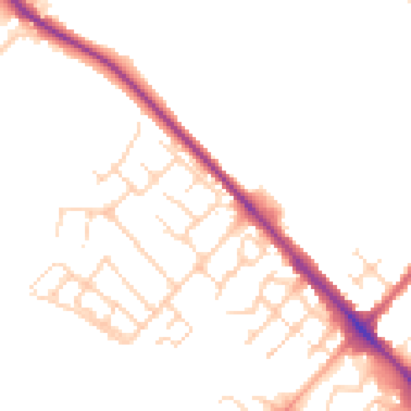 Daytime road noise heatmap for LU6 1BT