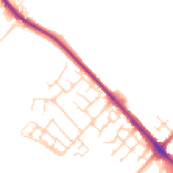 Daytime road noise heatmap for LU6 1BZ
