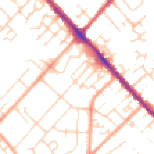 Daytime road noise heatmap for LU6 1DH
