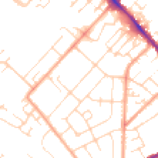 Daytime road noise heatmap for LU6 1DJ