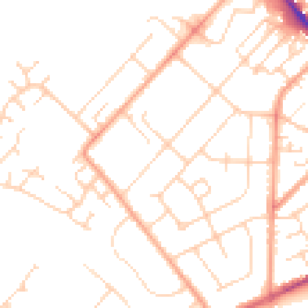 Daytime road noise heatmap for LU6 1DL