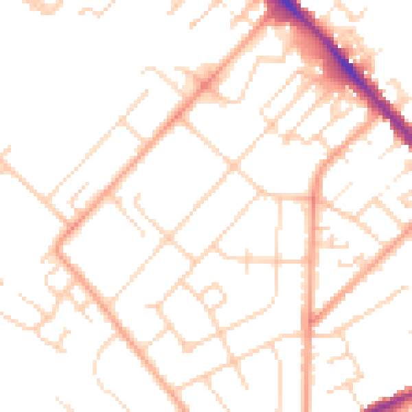 Daytime road noise heatmap for LU6 1DP