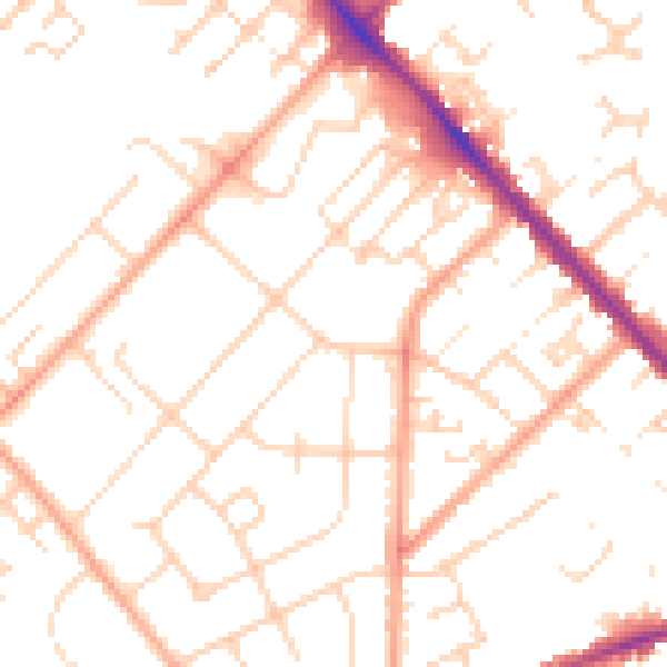 Daytime road noise heatmap for LU6 1DS