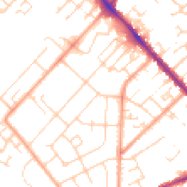 Daytime road noise heatmap for LU6 1DT