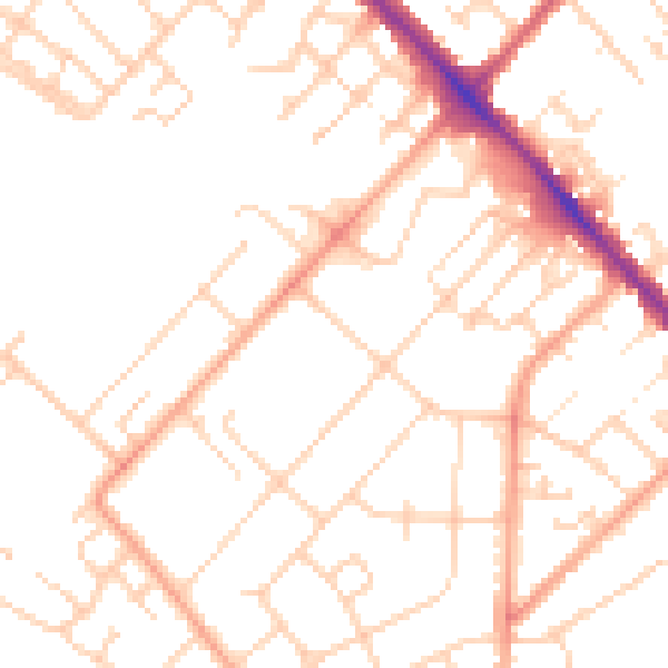 Daytime road noise heatmap for LU6 1DU