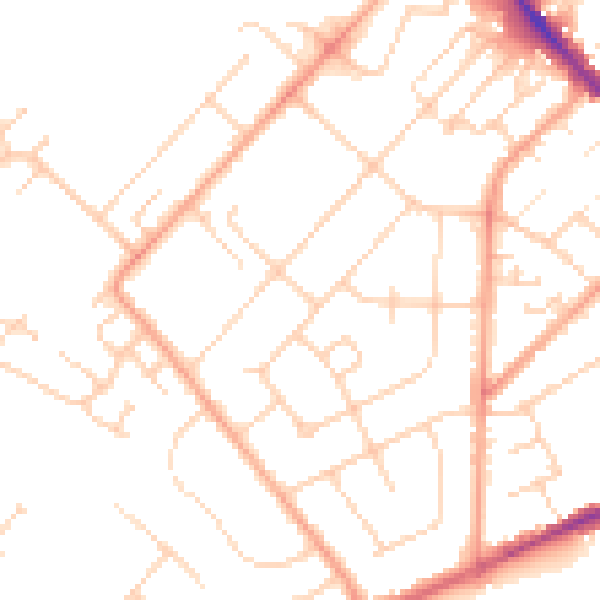 Daytime road noise heatmap for LU6 1DX