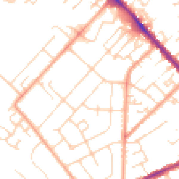 Daytime road noise heatmap for LU6 1DZ