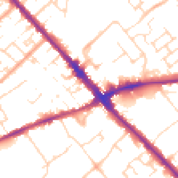 Daytime road noise heatmap for LU6 1HX