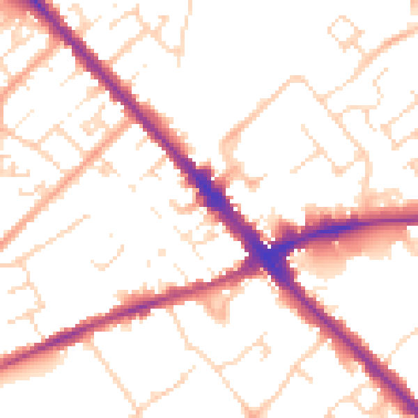 Daytime road noise heatmap for LU6 1JE