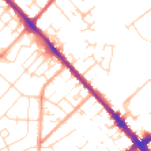 Daytime road noise heatmap for LU6 1JW