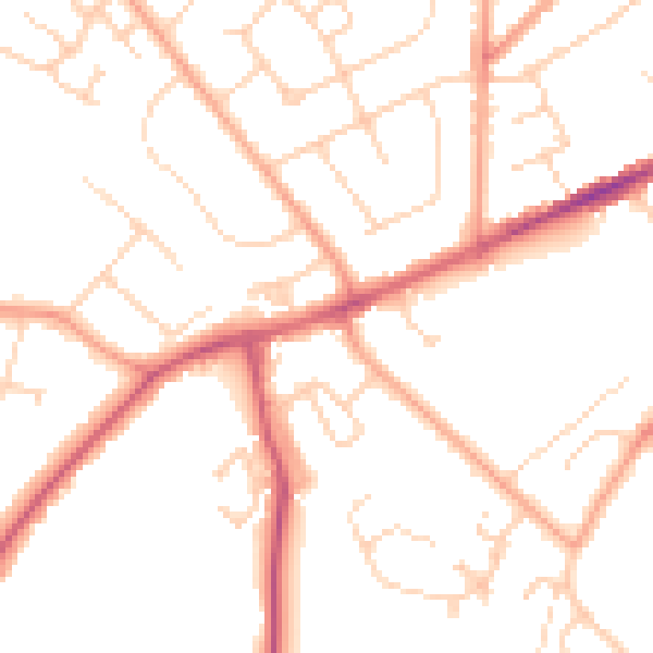 Daytime road noise heatmap for LU6 1PD