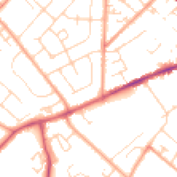 Daytime road noise heatmap for LU6 1PH