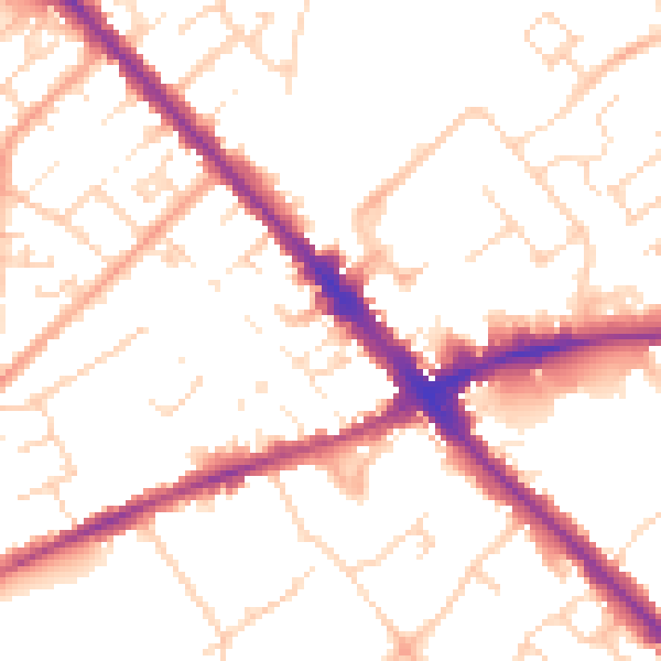 Daytime road noise heatmap for LU6 1SH