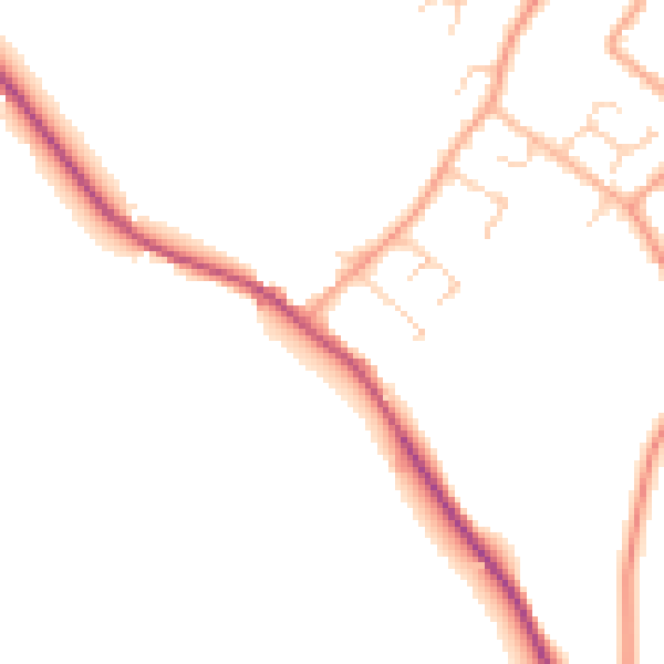 Daytime road noise heatmap for LU6 2EP