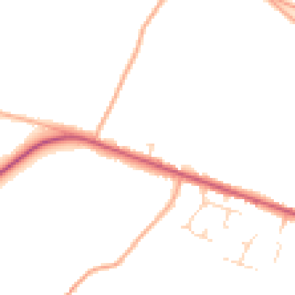 Daytime road noise heatmap for LU6 2NZ