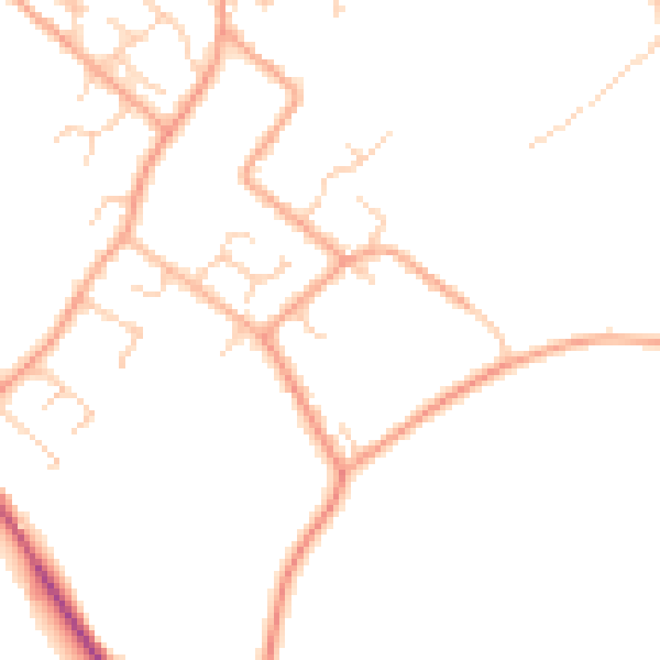 Daytime road noise heatmap for LU6 2RJ