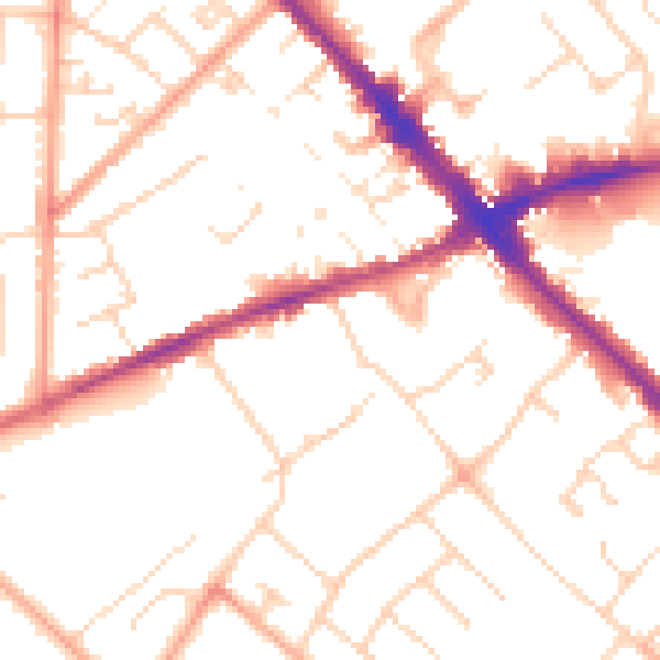 Daytime road noise heatmap for LU6 3AE