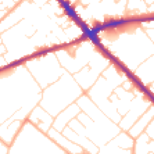 Daytime road noise heatmap for LU6 3AH