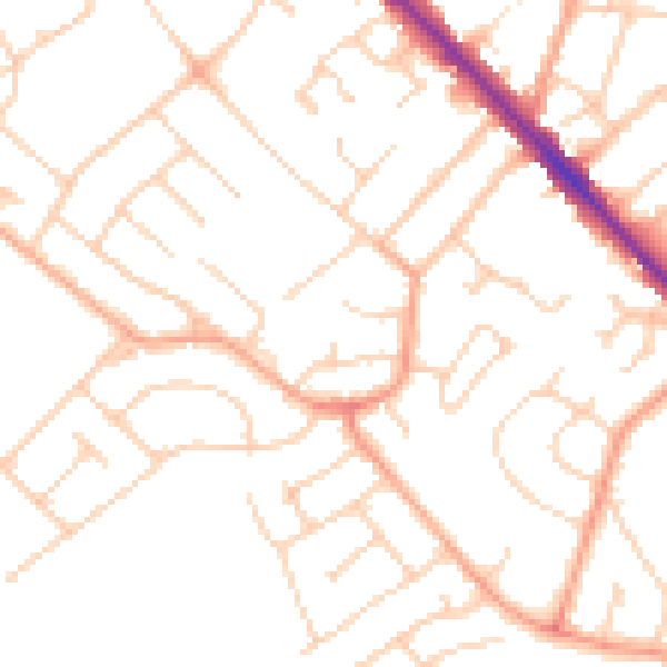 Daytime road noise heatmap for LU6 3BZ