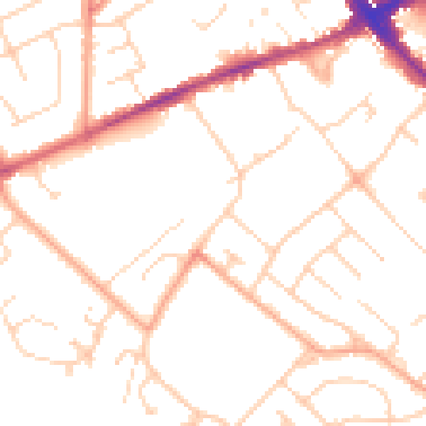 Daytime road noise heatmap for LU6 3JJ