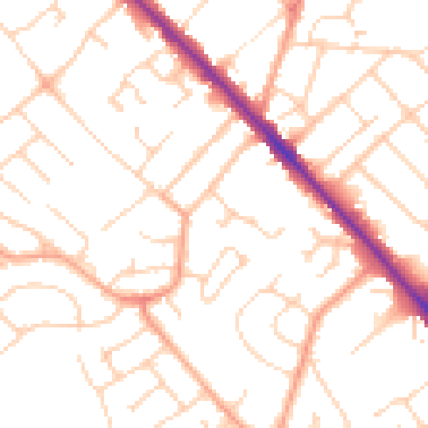 Daytime road noise heatmap for LU6 3LB