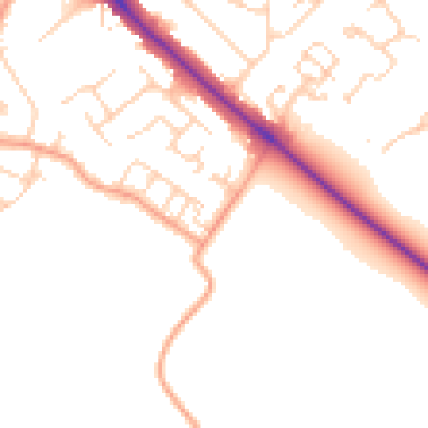 Daytime road noise heatmap for LU6 3LY