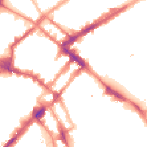 Night-time road noise heatmap for M1 1ER