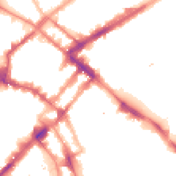 Night-time road noise heatmap for M1 1EU