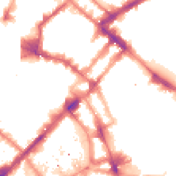 Night-time road noise heatmap for M1 1HE