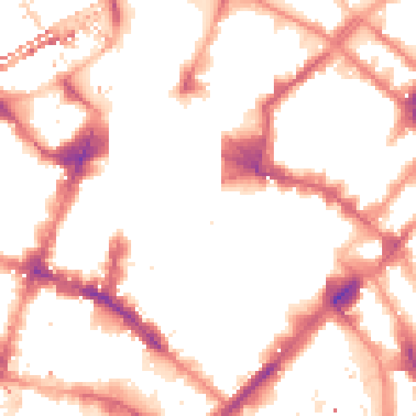 Night-time road noise heatmap for M1 1PN