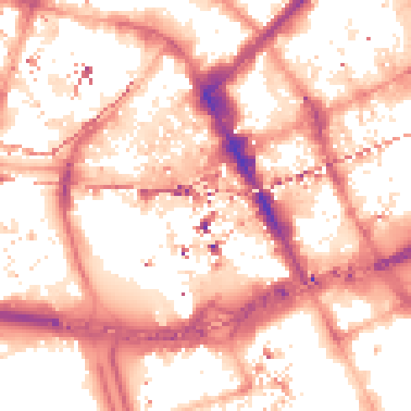 Night-time road noise heatmap for M1 5BB