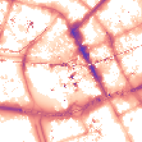 Night-time road noise heatmap for M1 5BG