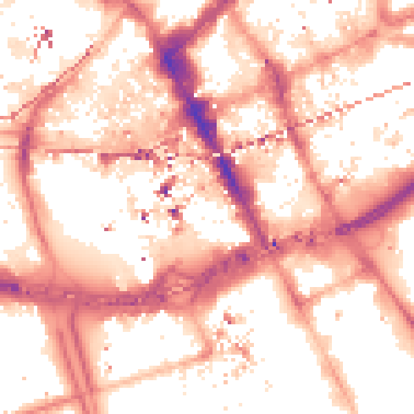 Night-time road noise heatmap for M1 5QF