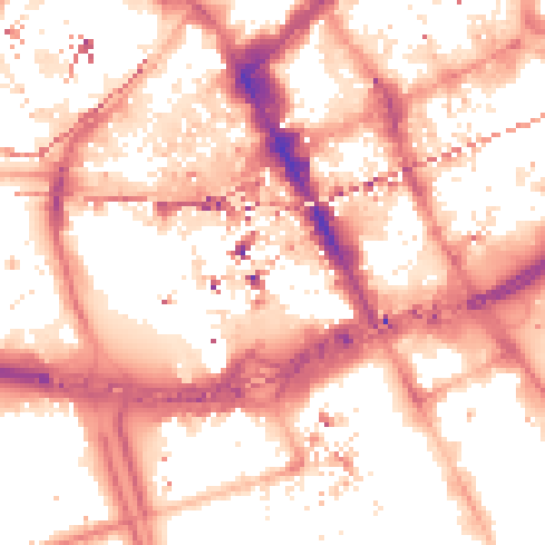 Night-time road noise heatmap for M1 5QG