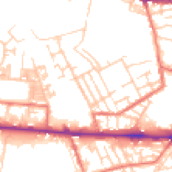 Daytime road noise heatmap for M11 1AQ