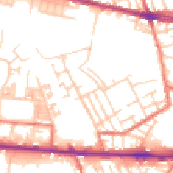 Daytime road noise heatmap for M11 1AW
