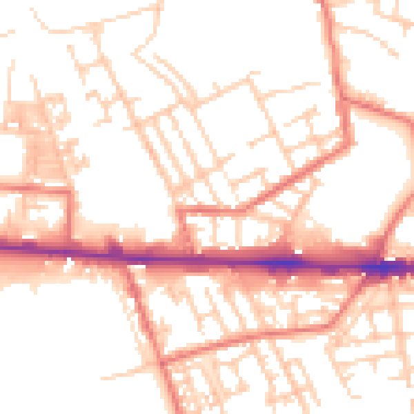 Daytime road noise heatmap for M11 1BE