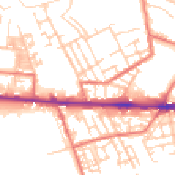 Daytime road noise heatmap for M11 1BJ