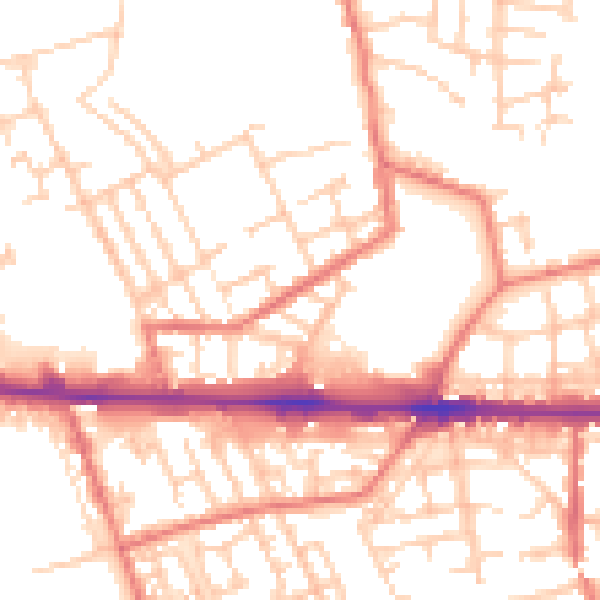 Daytime road noise heatmap for M11 1DF