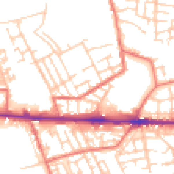Daytime road noise heatmap for M11 1DJ