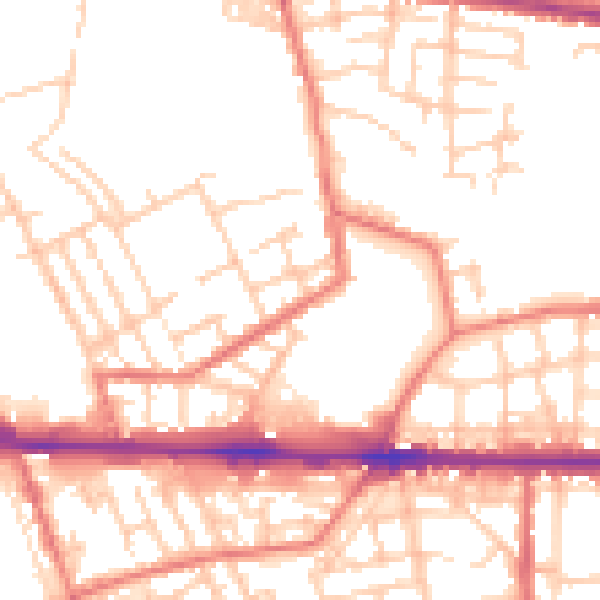 Daytime road noise heatmap for M11 1DT