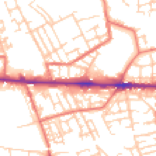 Daytime road noise heatmap for M11 1ED