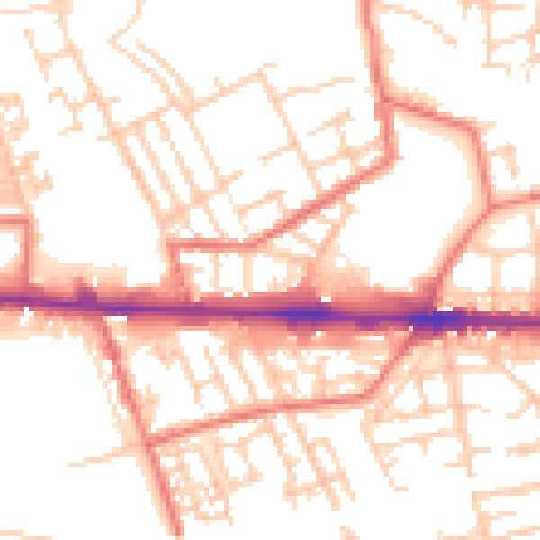 Daytime road noise heatmap for M11 1EE