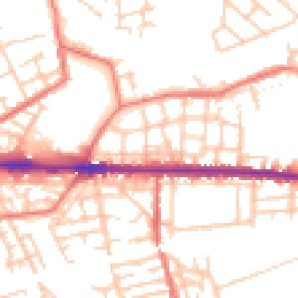 Daytime road noise heatmap for M11 1EQ